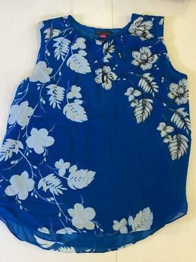 Vince Camuto Blue Tropical Sleeveless Blouse